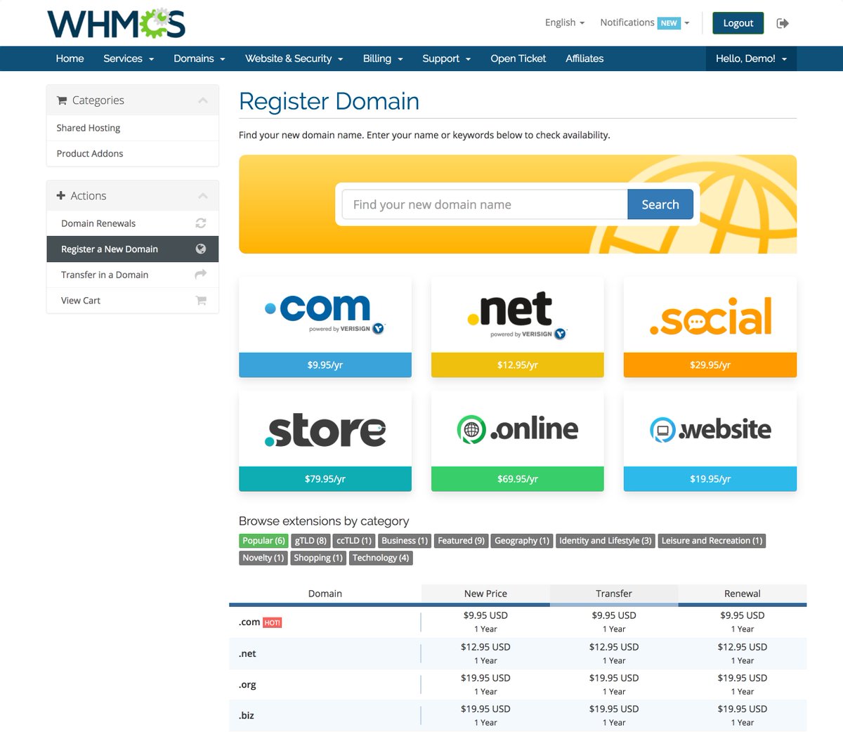 whmcs's tweet photo. Have you seen the stunning new domain pricing matrix in #WHMCS72 yet? Learn more and upgrade today by visiting https://t.co/H65PcNGiTy https://t.co/nwiqBYFjVo