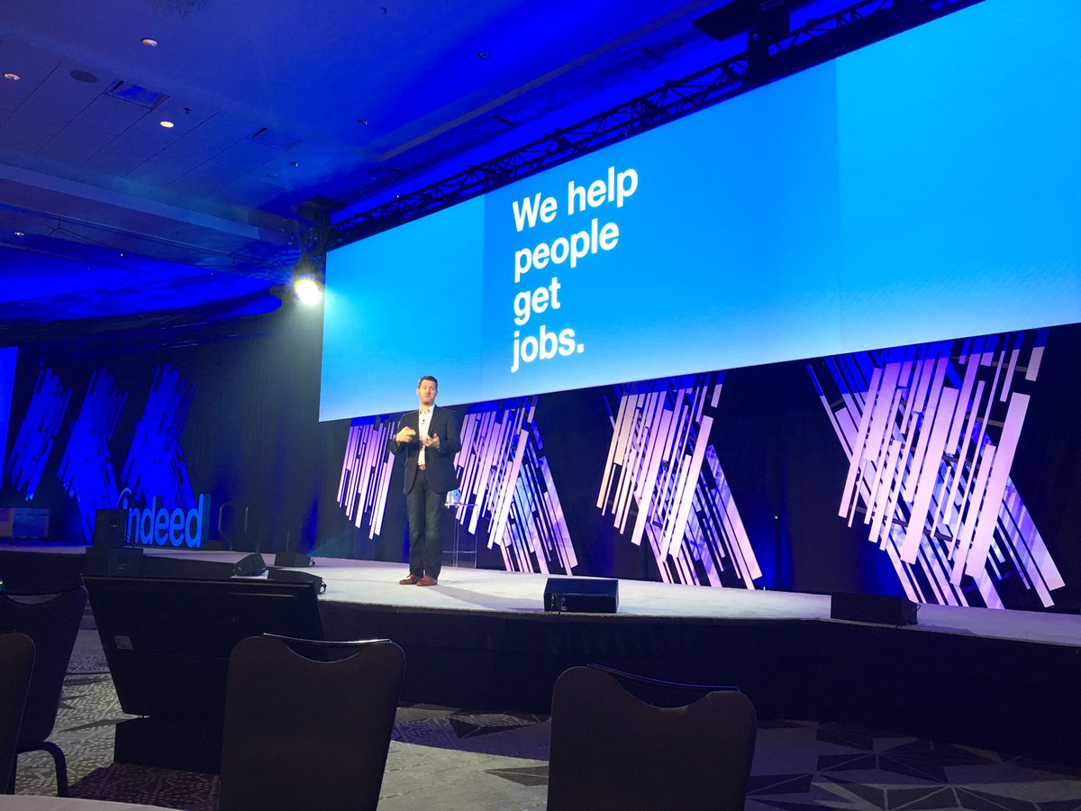 JenniferMcClure's tweet photo. I love @indeed's purpose. Very clear. 

"We help people get jobs."

#indeedinteractive https://t.co/JnE1D5tpWJ