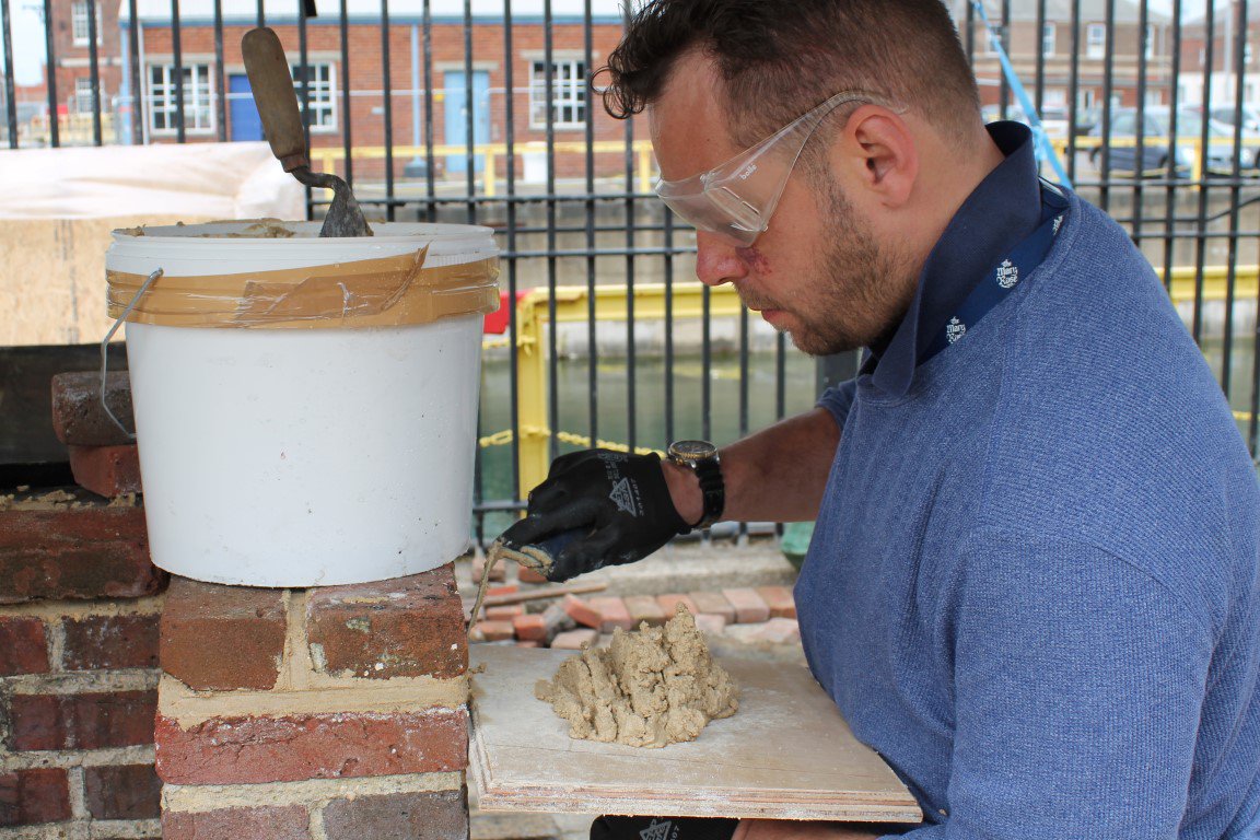 MaryRoseMuseum's tweet photo. Today @CDobbs_MR and Alex have been repointing our replica galley, using authentic lime mortar from @limecentre preparing for #MaryRoseLIVE https://t.co/VhPV8VWxmh