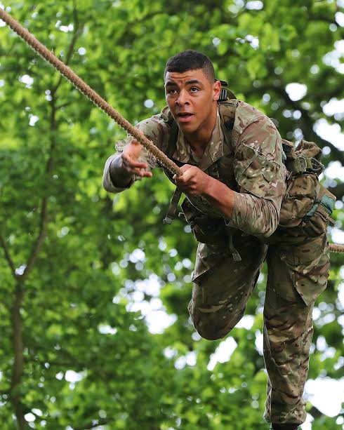 CommandoTRG's tweet photo. #Follow230Troop on their #CommandoTests! Pictured is Recruit Lawence-Van Pooss during his Tarzan/Assault Course test. What test is last? https://t.co/CuAmQTp2L8
