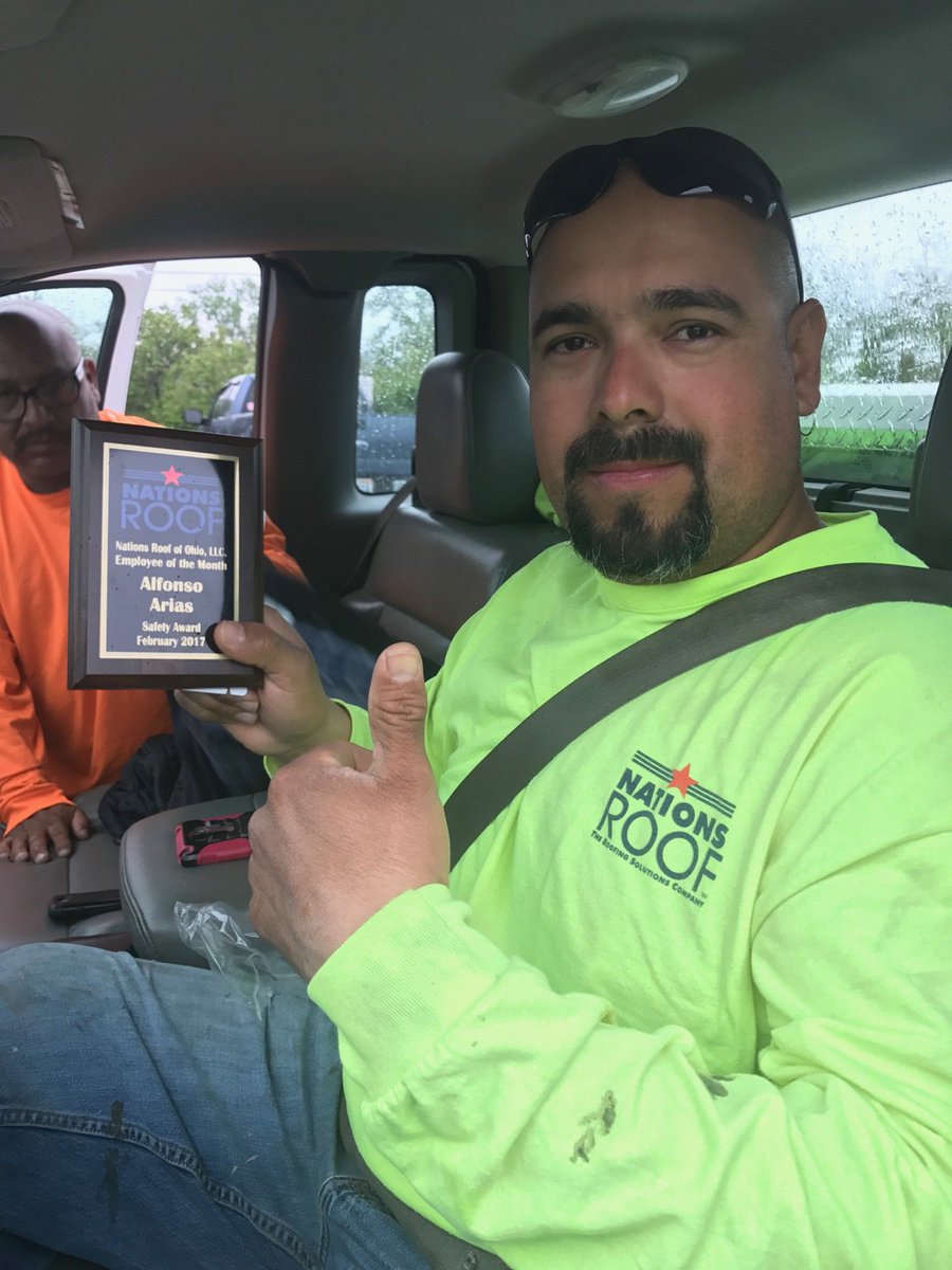 NationsRoofOhio's tweet photo. Production &amp; Safety Employees of the Month: February &amp; April- Alfonso Arias &amp; Juan Olvera! CONGRATS &amp; THANK YOU! https://t.co/011EmwwZdi