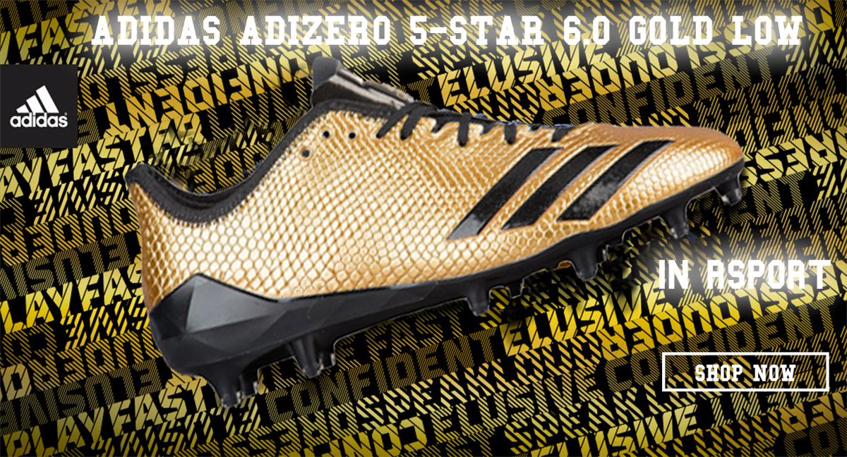 RSportFootball's tweet photo. Adidas Adizero 5-Star 6.0 Gold Low MC. Trae el dorado a tu juego!. Nuevas Temporada 2017-18. Posiciones Skill, RB, https://t.co/xI90sjbD6a https://t.co/CCOk9VQH1L