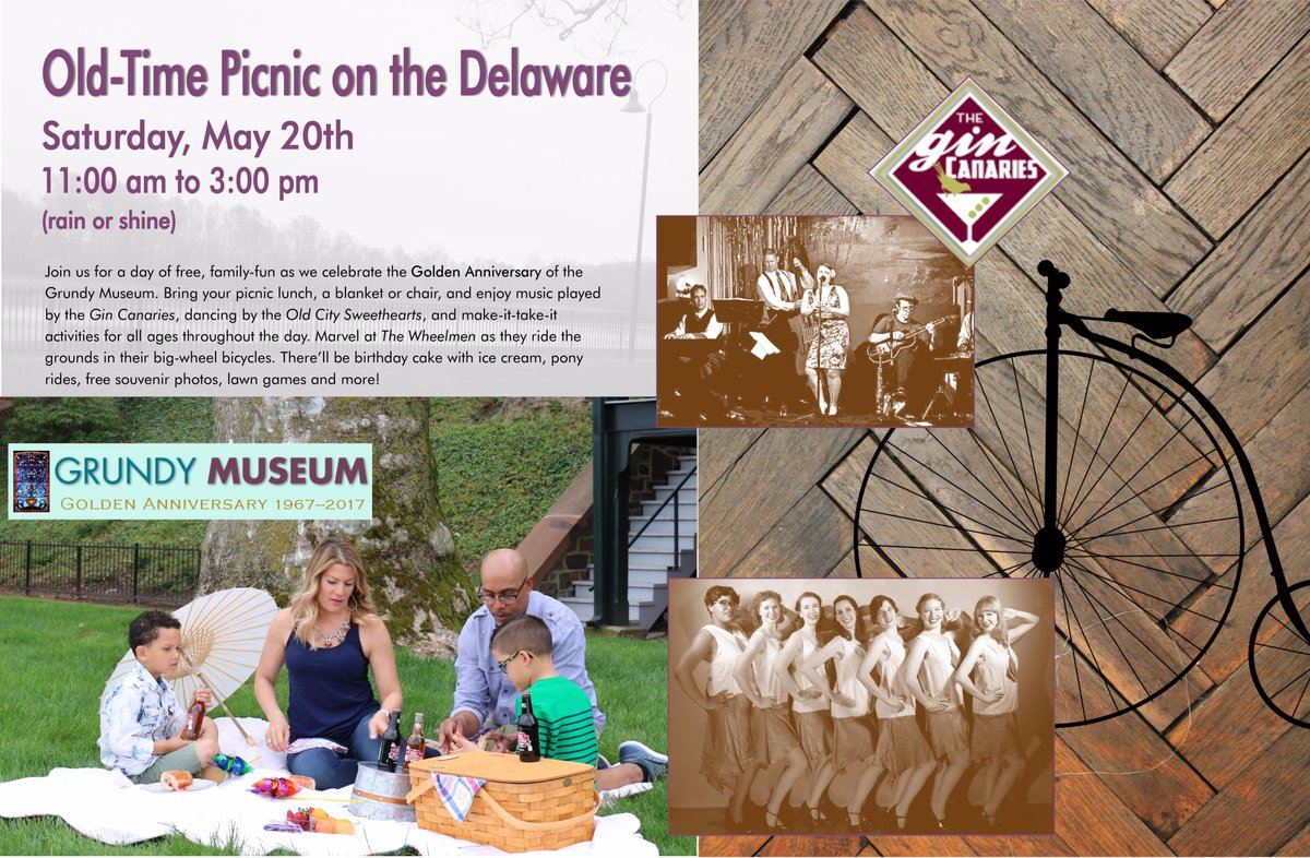 GrundyMuseum's tweet photo. Museum will be closed on May 20th, but invites all to join us that afternoon at our Old-Time Picnic on the Delaware. Bring a picnic lunch. https://t.co/2KTDVXSVPA