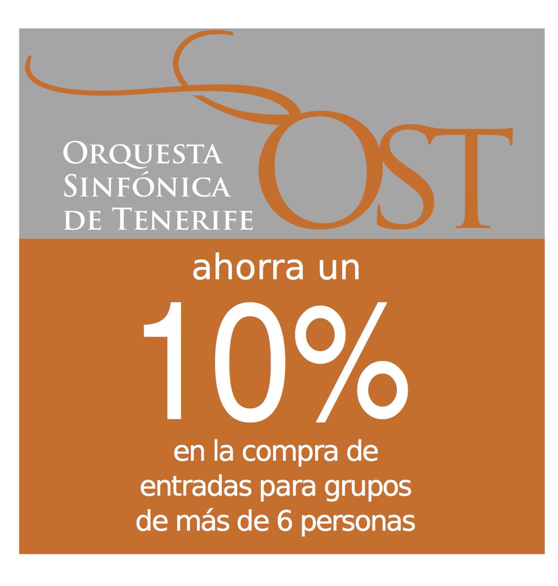 SinfonicaTF's tweet photo. ¡Te presentamos una Gran Oferta! 🎼 🎫 🎶 Ahorra un 10% en la compra de entradas para grupos de más de 6 personas #OST https://t.co/i66wbu24ad