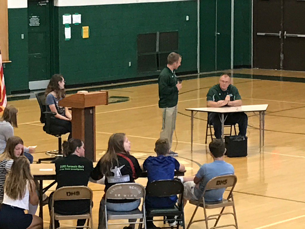 DeSotoJH's tweet photo. Mr. Scaggs is being questioned by Mr. Guemmer as the @DeSotoJH CSI Trial continues. #djhslearn #djhsteach https://t.co/dkviA06cQ0