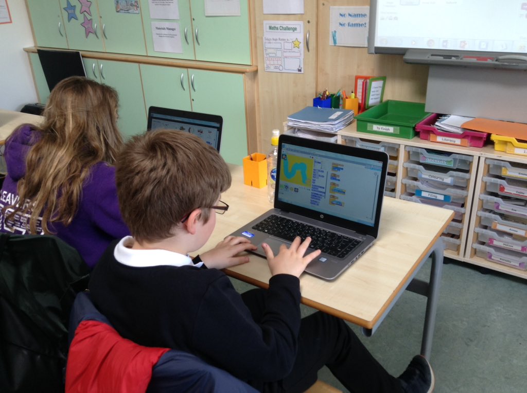 MrsFrielKNL's tweet photo. P6/7 creating games on scratch for P2 @heathryburn #nationaldigitallearningweek #thedigitalgeneration #everydaysaschoolday #kidsteachingme https://t.co/UGIlukdmrp