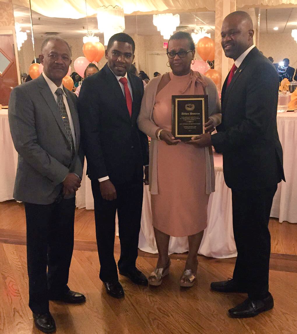 Congratulations, Ms. Althea Duncan! Mother of the Year Award presented by Mr Williams, Dr. Drew &amp; Hon. Konris Maynard.
