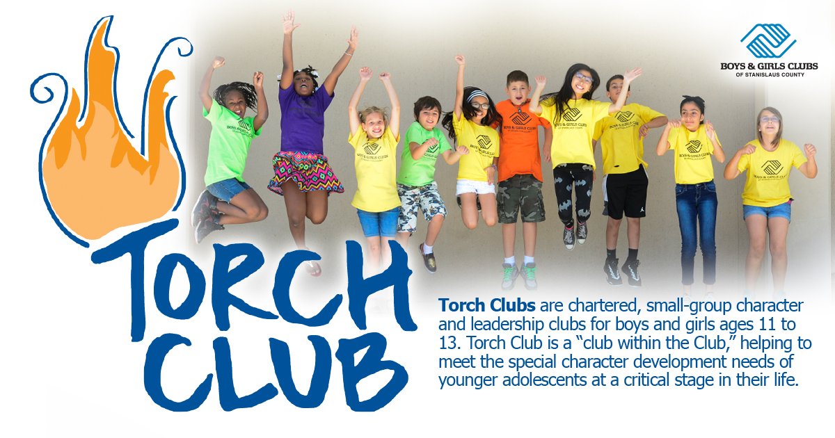 bgcstan's tweet photo. Torch Clubs are chartered, small-group character &amp; leadership clubs for boys &amp; girls ages 11 to 13. It's a “club within the Club!” #bgcstan https://t.co/0sjeirFCXS