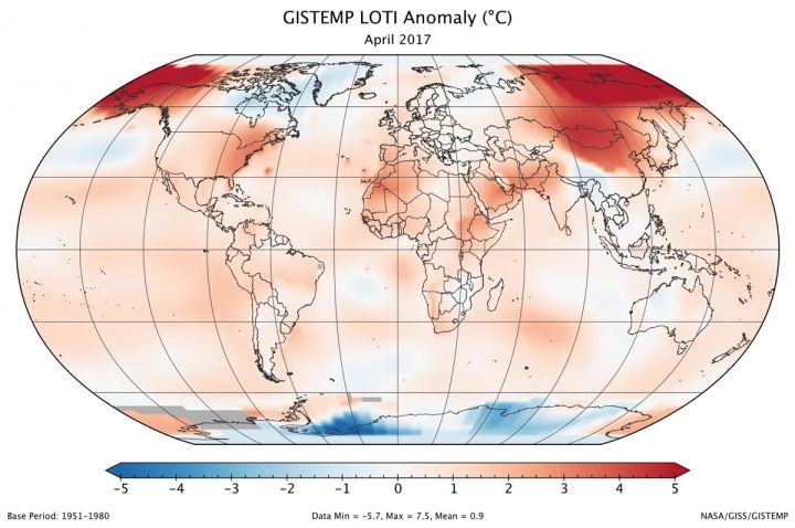 ClimateCentral's tweet photo. April temperatures were 1.5°F (0.9°C) warmer worldwide than the 1950 to 1980 average https://t.co/BAsf49WG7r https://t.co/XXXuAIJ1Ib