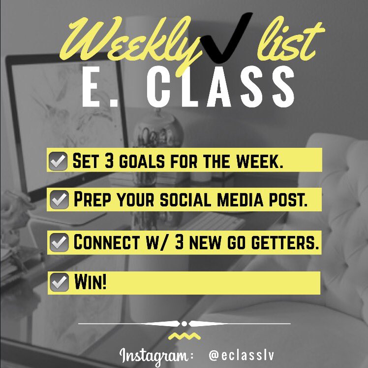 eclasslv's tweet image. E. Class ✔️List! 
Do these &amp;amp; be ready for class! 
#EClassLive #Support #Share #Marketing #Business #Consulting #Wins #RT