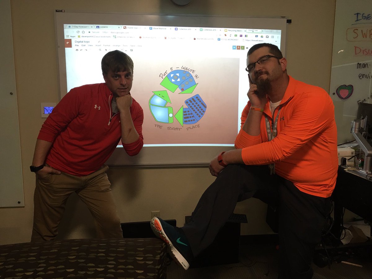 igessewaste's tweet photo. Hensel and Degeeter showing off our cool new logo! 4 more days until you can bring in your ewaste!#whsewaste #degeeter&hensel 🔌💻📸📱 https://t.co/qftVBJ1EZQ
