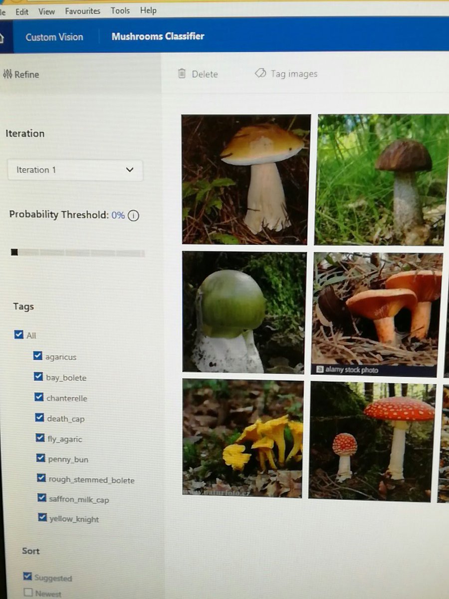 klawikm's tweet photo. @mifurm @pawel_lukasik 100% accuracy on my mushrooms test set. 73 images in training set, 9 mushroom categories, 18 images in test set. Better than my Caffe model. https://t.co/gU7xPbKzj1