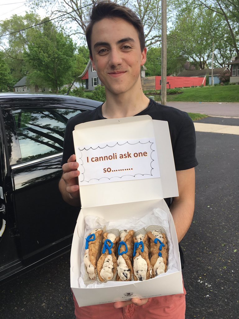 FHSPROM2017's tweet photo. This cannoli mean one thing!! @allymccoshen and @nickjandro1 are going to prom together! https://t.co/rTvQjmmFH6