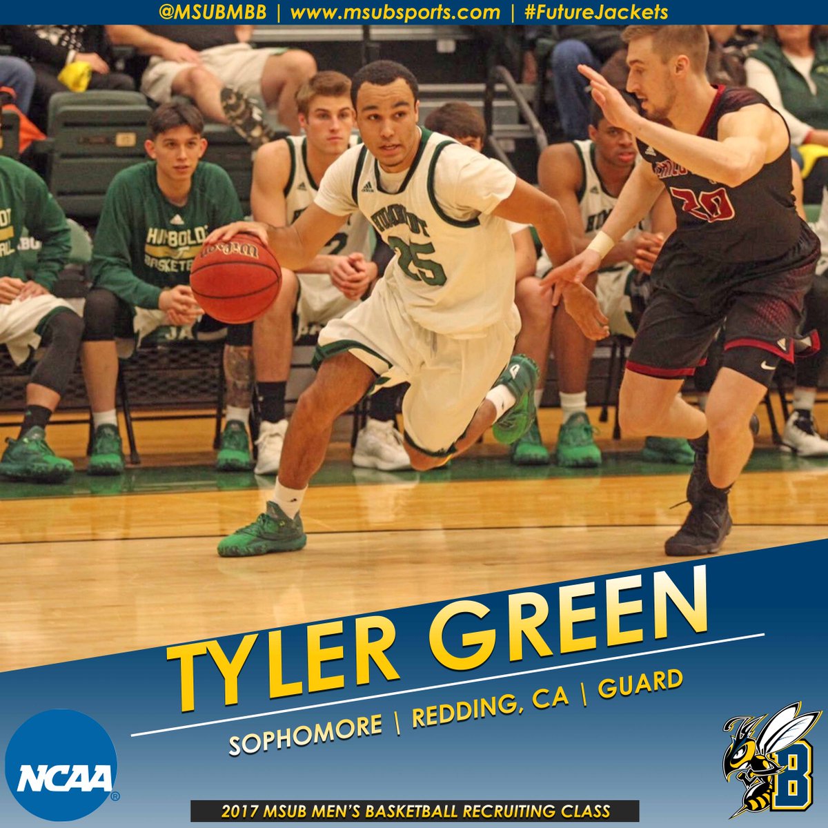 MSUBMBB's tweet photo. Congrats & welcome to #MSUBMBB to Tyler Green of Redding, CA - https://t.co/5QQv5e1Tm5
#GNACMBB #FutureJackets https://t.co/c4I86XRtMx