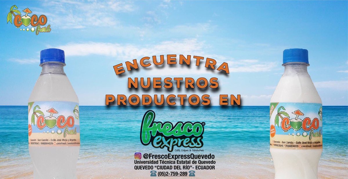 CiudadDelRioJSC's tweet image. #AguaDeCoco y #JugoDeCoco de #CocoFresh 🌴disponibles en #FrescoExpressQUEVEDO

Estamos dentro de la #UTEQ en #QUEVEDO