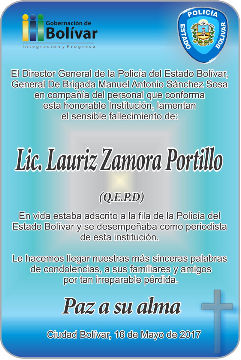 Prensa_PEB's tweet photo. Los #AzulesPEB en Especial la Oficina de Relaciones Publicas, lamenta la pérdida física de nuestra compañera Periodista Lauriz Zamora https://t.co/pVKrtwCRzr