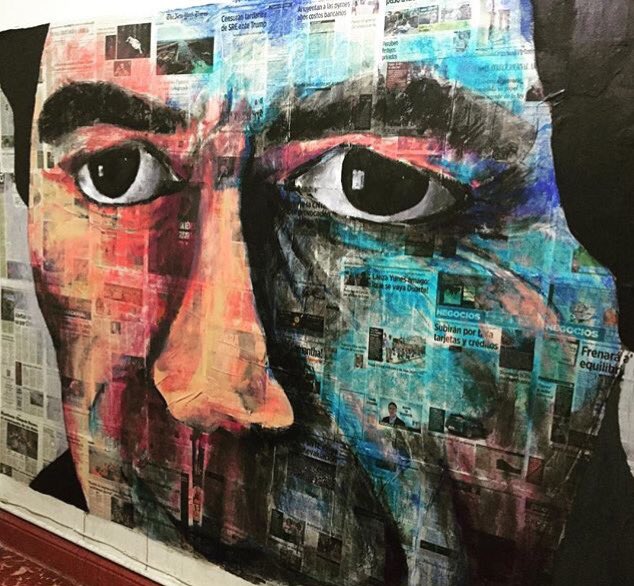 JKinich's tweet image. #TelediarioMatutino @telediariomty Soy fan de #joaquinSabina y realicé este mural para mis amigos sabineros y para mí. Quiero ese bombín!!!