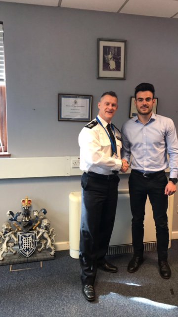 MPSNewham's tweet photo. #BoroughCommander welcomes our colleague from German Police to get an insight on how policing occurs in #Newham. https://t.co/IGYGgjYZfi