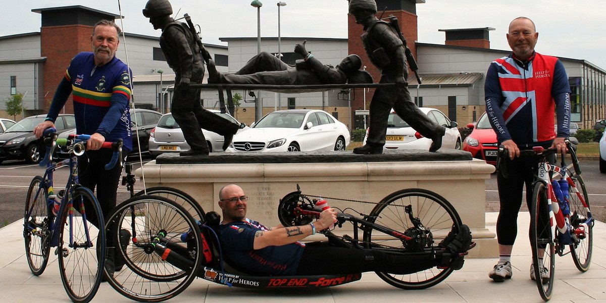 HelpforHeroes's tweet photo. Beneficiaries Lee, Steve and Brian stopped off @ChavasseVCHouse as they continue their 1,400-mile cycling challenge: https://t.co/sWqz6clcPw https://t.co/kFXjfWDxch