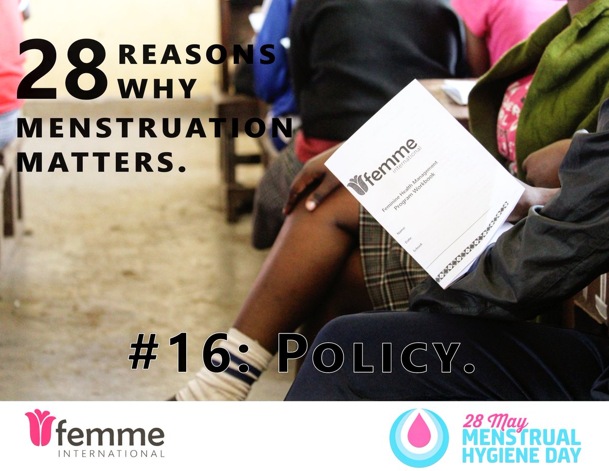 If menstrual health is part of a woman's right to health, it must be reflected in policy. #MenstruationMatters #28ReasonsWhy #MHDay2017
