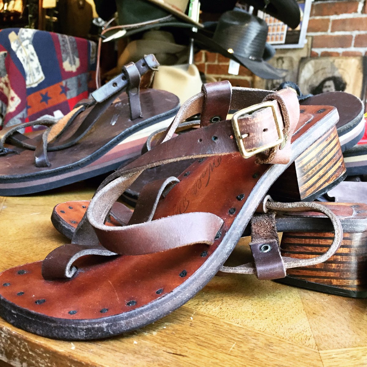 Vintage (never used) leather sandals are available at @helensleathershop!  These were handcrafted back in the '70s!
#vintage #leathersandals