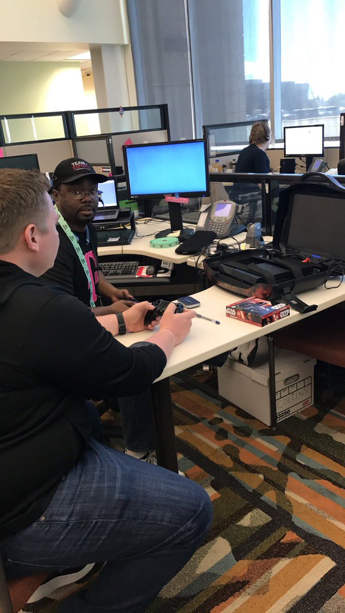 TeamCollins1's tweet photo. Corey and Rob battling it out on lunch break! @719ECET #SOSAMAZING https://t.co/qTJwzVTCER
