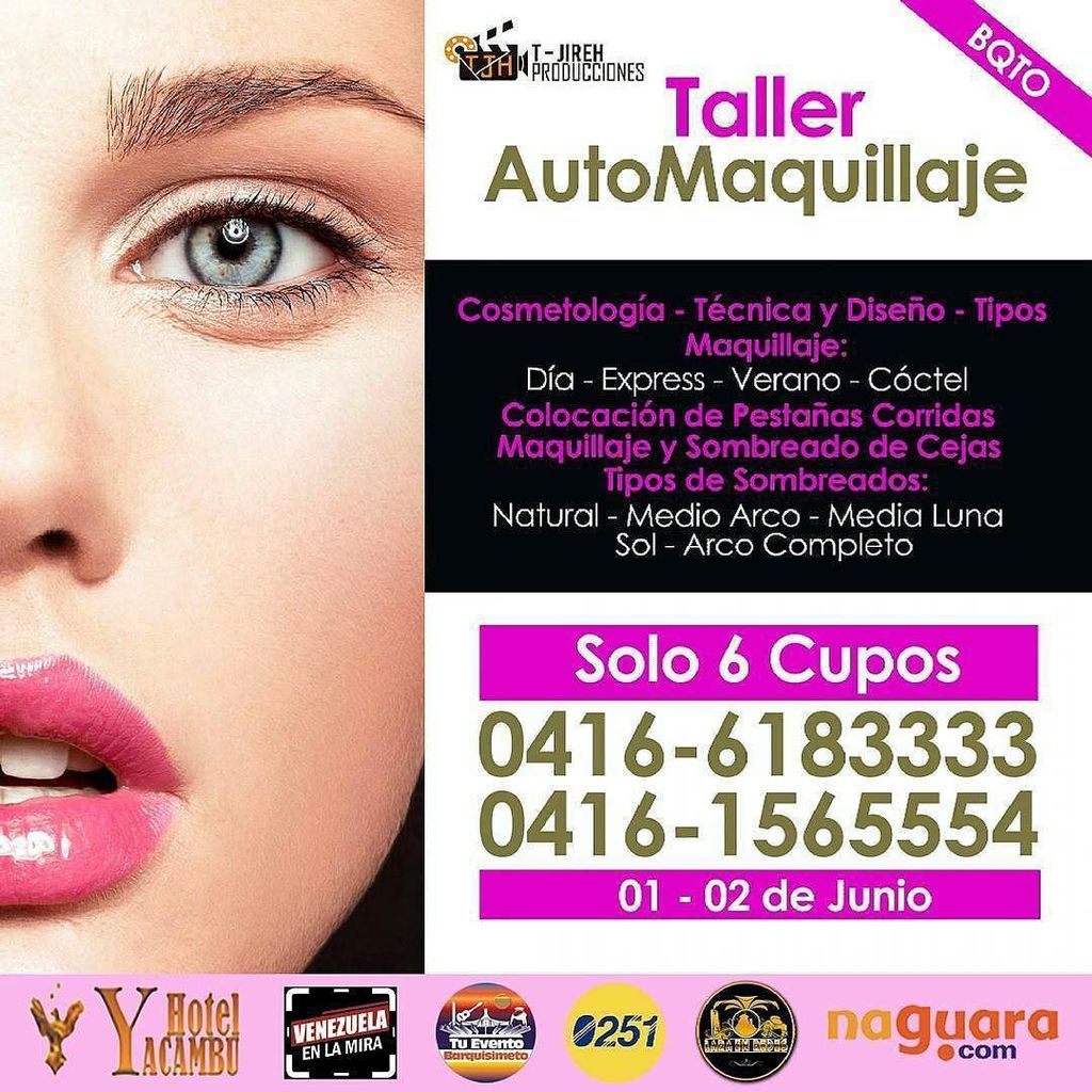 Bqto0251's tweet photo. #bqto1jun en @tjirehproducciones: Te invitamos a nuestro Taller de Auto Maquillaje, donde aprenderás a maquillarte… https://t.co/sHUIYSMAnd https://t.co/x6ne8JN0pp