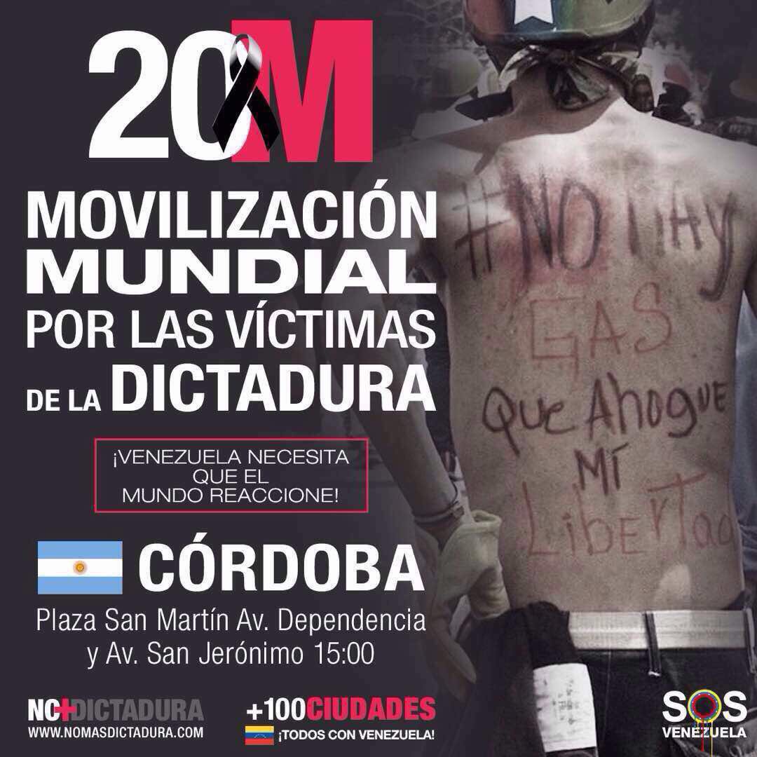 juanflores18's tweet photo. #SOSVzla | Si vives en #Argentina #Brasil #Chile o #Colombia súmate este #20M y di #NOMas represión en #Venezuela ¡Alza tu voz! https://t.co/nG8bpfGhVB