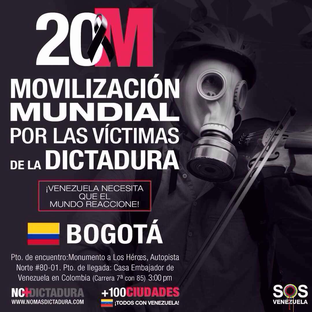 juanflores18's tweet photo. #SOSVzla | Si vives en #Argentina #Brasil #Chile o #Colombia súmate este #20M y di #NOMas represión en #Venezuela ¡Alza tu voz! https://t.co/nG8bpfGhVB