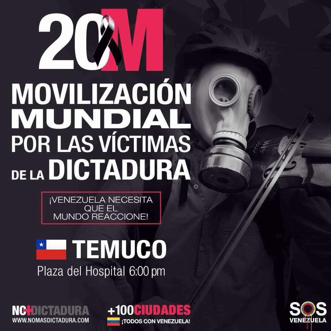 juanflores18's tweet photo. #SOSVzla | Si vives en #Argentina #Brasil #Chile o #Colombia súmate este #20M y di #NOMas represión en #Venezuela ¡Alza tu voz! https://t.co/nG8bpfGhVB
