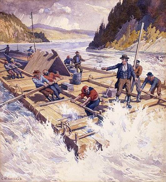 Philemon Wright, fondateur de Hull, inaugura son radeau pour transporter du bois sur la rivière des Outaouais #encejour en 1806 #Canada150