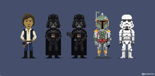 PixelArtM's tweet photo. All the #StarWars characters I've made with the style of #thimbleweedpark 
#pixelart https://t.co/AjilXBFSLM