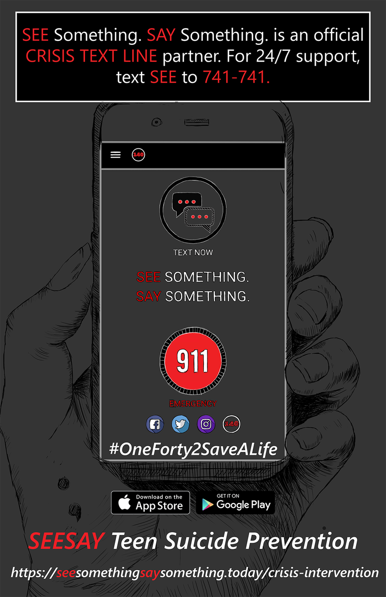 TaosSTEAM's tweet photo. Where does it hurt? Text SEE to 741-741 #CrisisTextLine #SEESOMETHINGSAYSOMETHING #GETTHATAPP #SEESAY
On iOS | Google Play TODAY! https://t.co/5dfL1s74aA