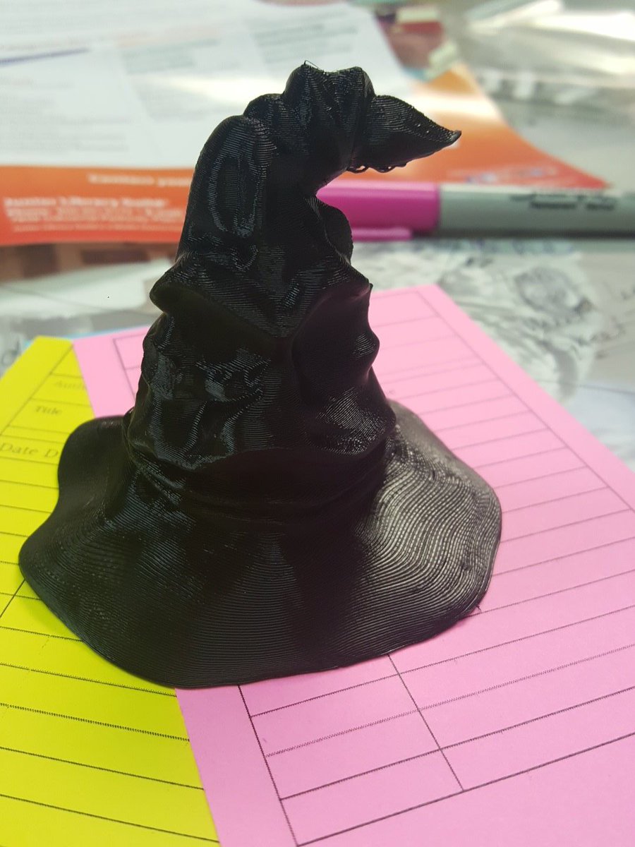 SpotsyLibrary's tweet photo. The sorting hat says... #3Dprint #makerspace #shslibrary #makerknights https://t.co/K9Jgwzmn6x