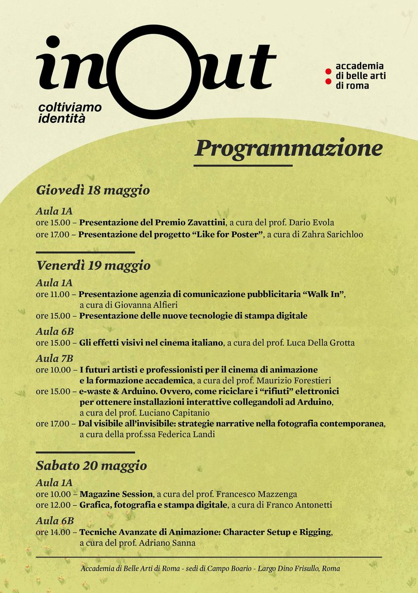 Insight_2017's tweet image. 18/19/20 maggio: L'Accademia di Belle Arti di Roma a Campo Boario apre le porte. #mattatoio #insight #portfolioreview #inout #accademiaroma