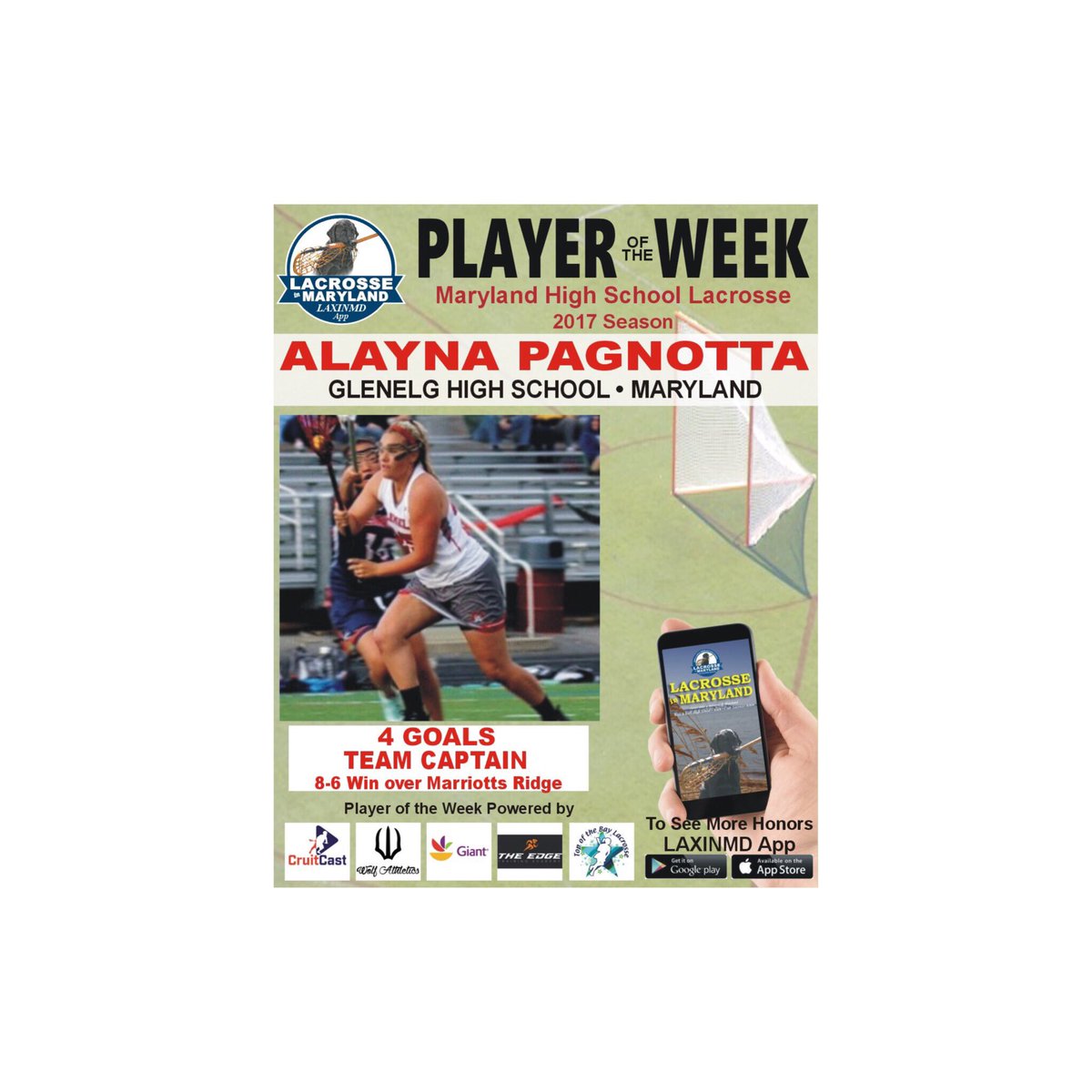 Congrats...Alayna Pagnotta Glenelg High School Maryland earns "LAXINMD Player Of The Week Award" See Lax Magazine. Laxinmd.com