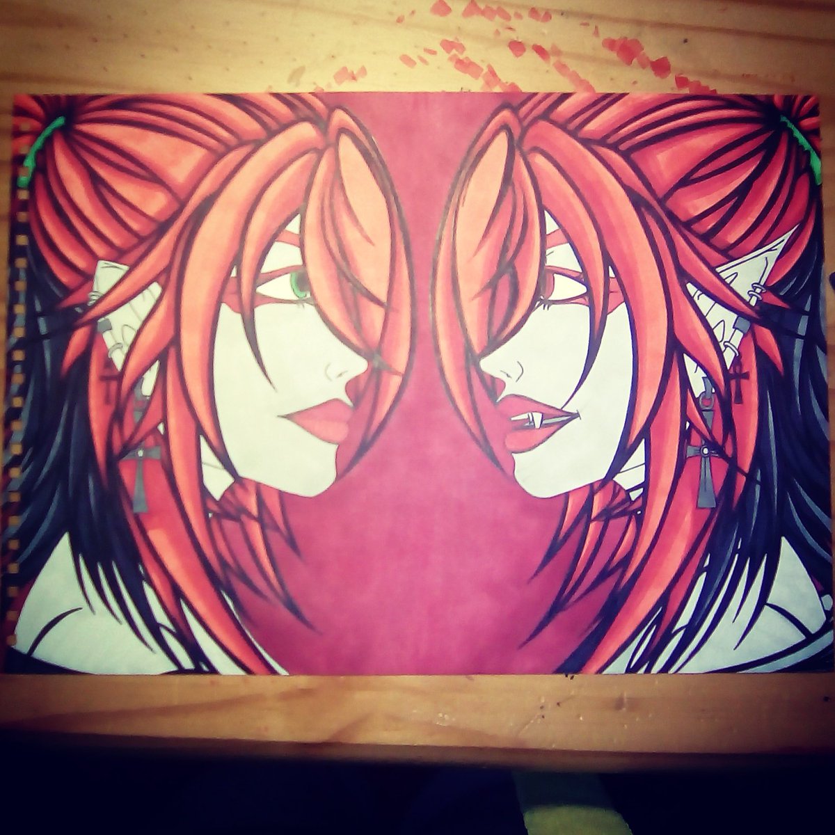 VampyMegz's tweet photo. Character Print: Lacie Hearst vs Bloody Rose, Lacie facing her hero self Bloody Rose, 3/6 #characterdesign #characterprint #vampycomics https://t.co/HKggGu3zXt