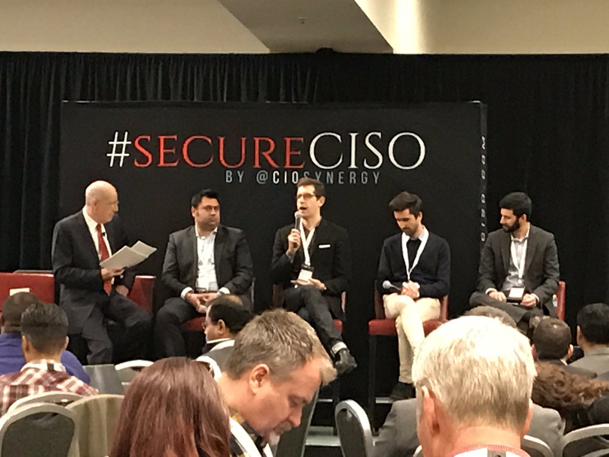 bpalanov's tweet photo. Great panel @secureCISO with @rohitkinra @VERISIGN, @DrJacobian @Vectra_Networks, Adam from @SpiderOak &amp; Andrew @Darktrace! @faradaycorp https://t.co/50qmGVEpq7