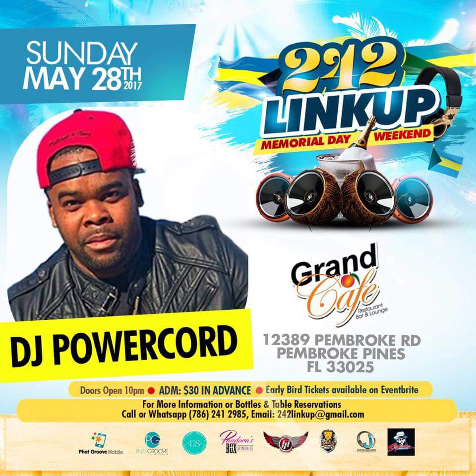 warriorsound242's tweet photo. Pembroke Rd Pembroke Pines Fl, 33027 
IG: @242LinkUp🇧🇸@GrandCafeFl
☎:(786) 241-2985 Table &amp; Bottle 🍾Rsv.  #242LinkUp  #bestofthebestconcert https://t.co/rOkVbPFOVd