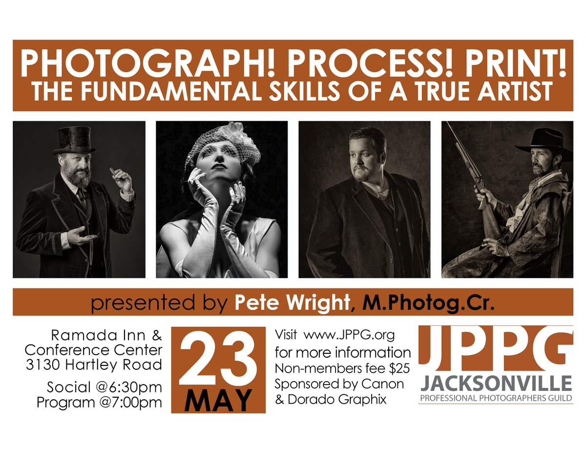 DoradoGraphix's tweet photo. May 23rd, Dorado Graphix &amp; Canon are proud to sponsor @petewrightphoto with @JPPG_Jax! https://t.co/IHEAk6PGJp https://t.co/KN6ATaUKVi