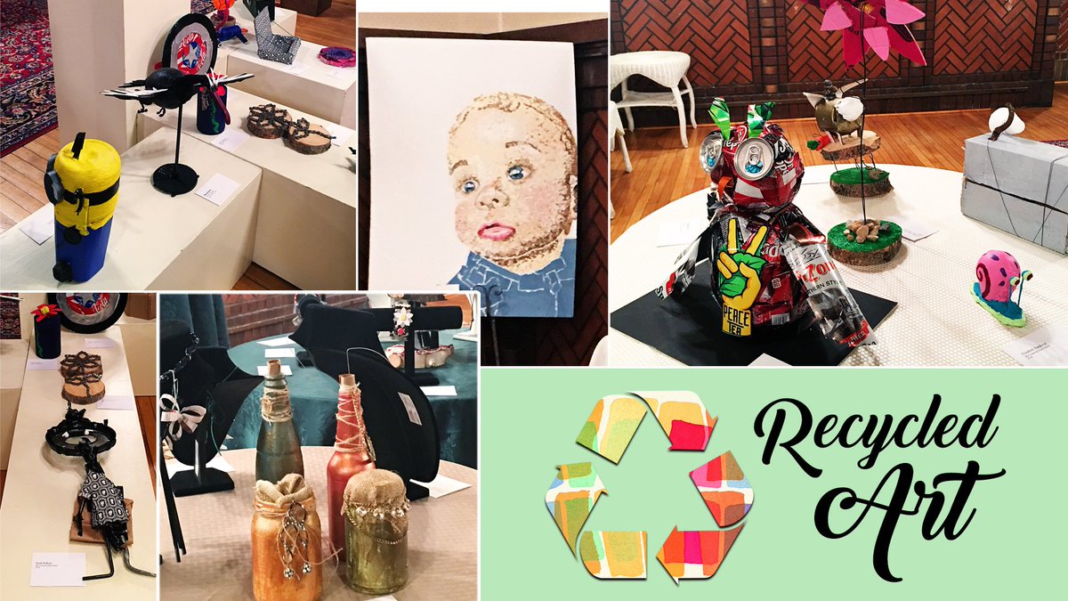 eccles_art's tweet photo. Come check out the Recycled Art show downstairs in our Ballroom. It's only up through May 5th, don't miss it! https://t.co/kXQgQjwENu