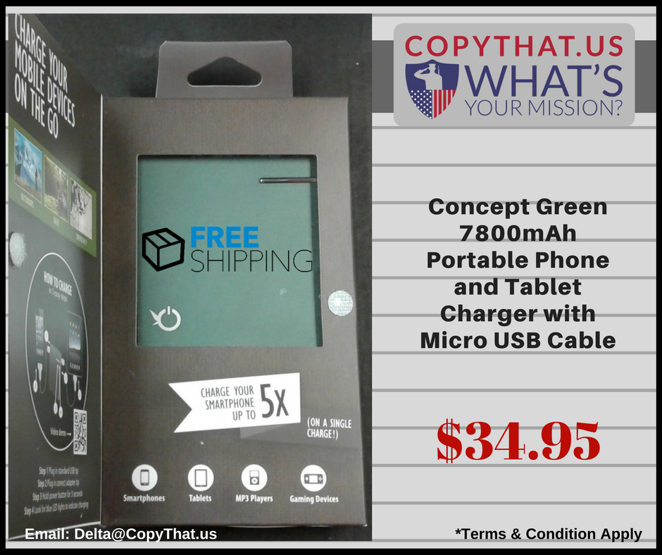 Copy_That_US's tweet photo. Concept Green 7800mAh Portable Phone and #TabletCharger with Micro USB Cable. #PhoneCharger #freeshipping #discount https://t.co/QxrNL99P2H https://t.co/ruXP1fF904