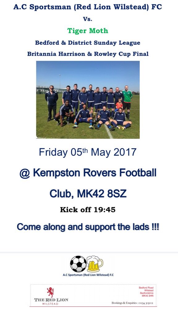 Come and support the lads tomorrow night !