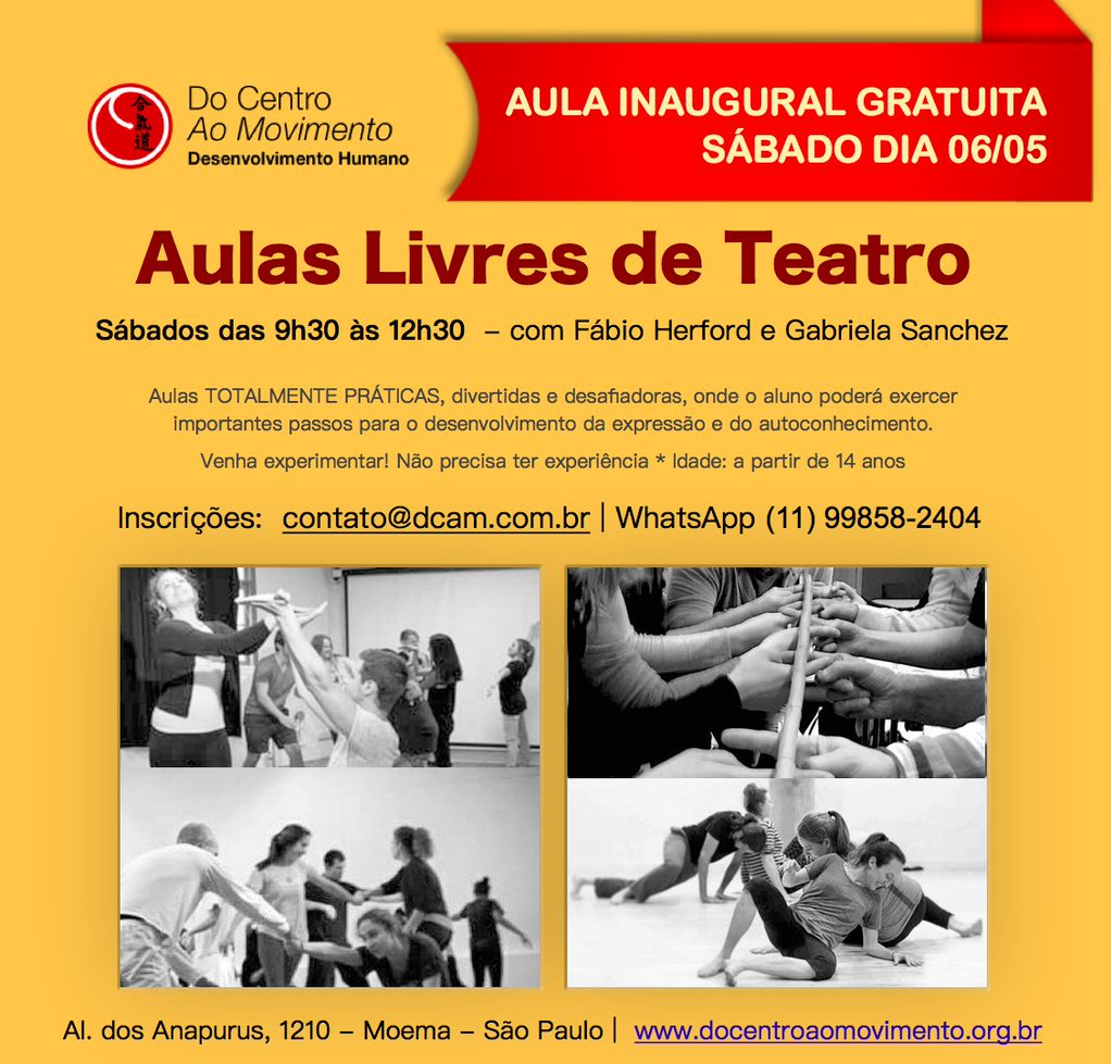 Dica aos amigos de São Paulo/SP,  aulas com <a href="/FabioHerford/">Fábio Herford</a> e @essagabi ❤

Gente, façam teatro, não precisa seguir carreira, é libertador