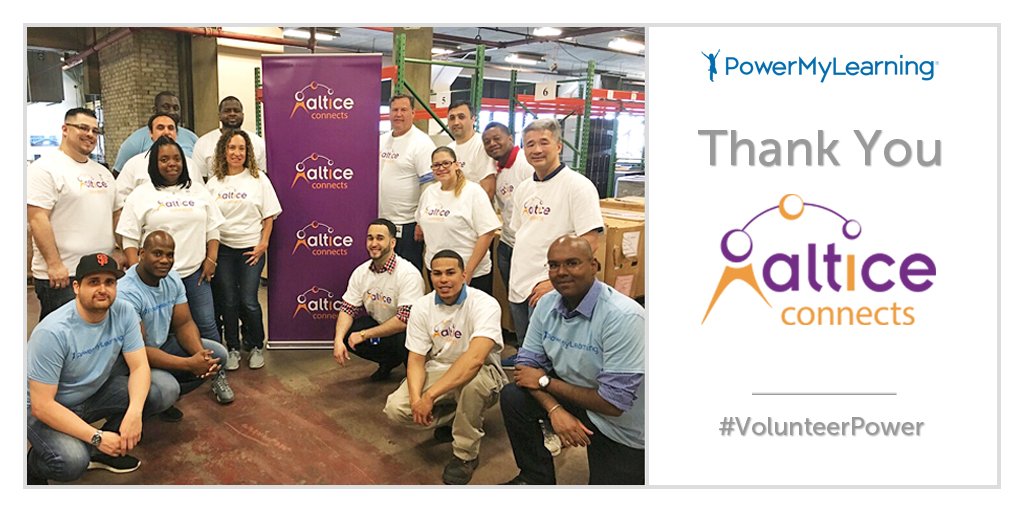 PowerMyLearning's tweet photo. THANK YOU #AlticeConnects! Your support helps us #ConnectStudents to the people that matter: teachers & parents. #VolunteerPower @optimum https://t.co/MqOa0M9wey