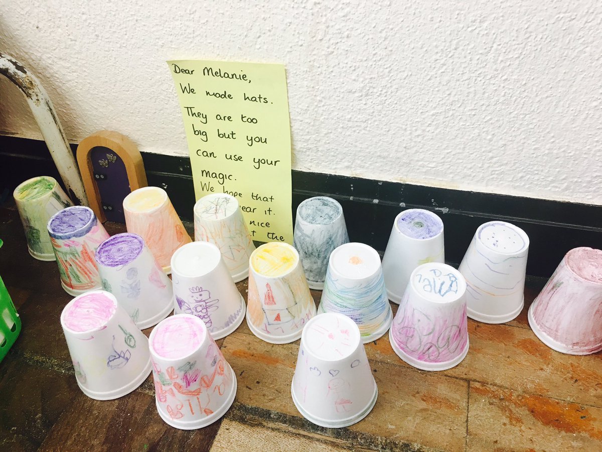 AislinnSIE's tweet photo. J.Infants have a fairy visiting them this week. We designed hats for her party yday. She used magic to shrink them to fairy size! #ArtEd https://t.co/F3oXc0HCD6