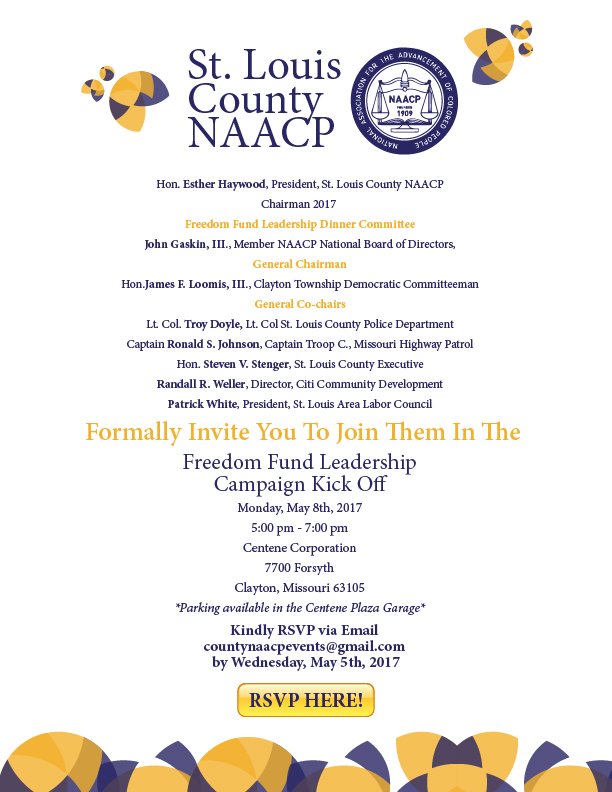 Please join us at this years Freedom Fund Dinner! This is an event you will not want to miss. RSVP here: naacpstlcounty.org/freedom2017/