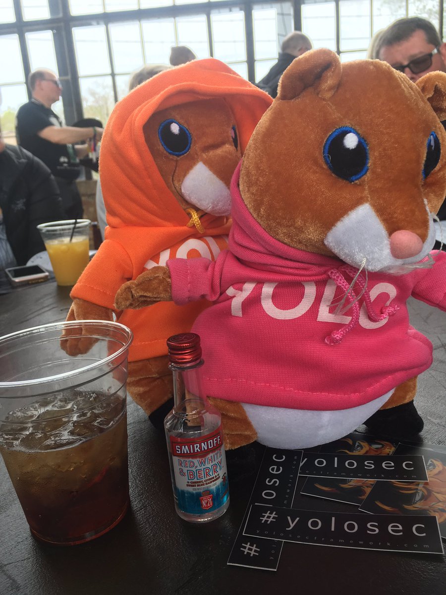 SecYOLOBearPink's tweet photo. Met @SecYoloBear in VIP lounge at #THOTCON and #dumpstercon - whiskey makes me frisky! @DumpsterConFire @thotcon He "loves" #womenintech https://t.co/UvMiQaErIl