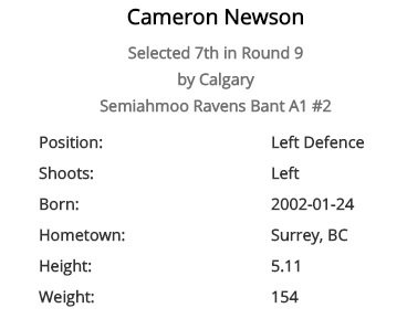 WHLHitmen's tweet photo. With their ninth round 183 overall pick in the #WHLBantamDraft the Hitmen select Cameron Newson. Welcome to the Hitmen! @CnNewson https://t.co/0bjsozrPmJ