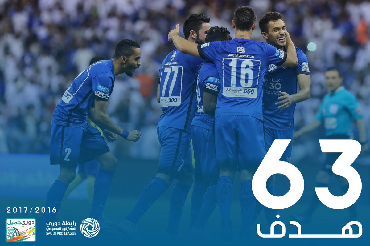 SPL's tweet photo. بتسجيله (63) هدف #الهلال يحقق رقماً قياسياً في عدد الأهداف المسجلة في موسم واحد في تاريخ دوري المحترفين.. https://t.co/5bJCFPGBUP